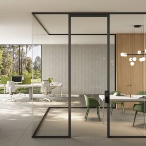 Mood glass partition walls in a corporate office in London