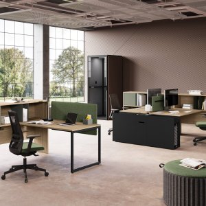 Low Sigma cabinets on metal base with reversible finished backs