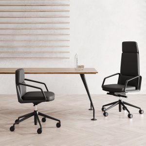 Lead meeting chairs on ash wood pyramid bases around a boardroom table in London