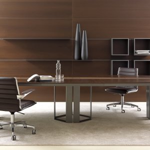 Detail of the full height integrated handle on the Lloyd credenza