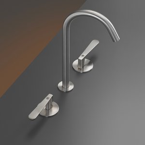 Wall-mounted dual handle tap Lutezia in satin Bronze finish, Cea Design
