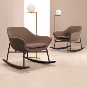 Manta on four chromed tubular steel legs, upholstered in fabric