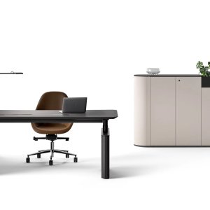Otto Square desk by Martex with straight panel leg