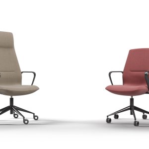 Copper finish on the aluminium armrests of Synua