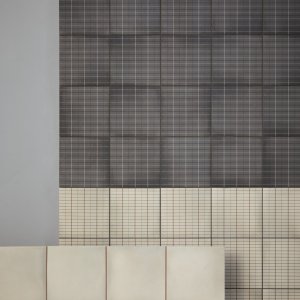Tone on tone composition of Aurore Light Blue solid and Grid L
