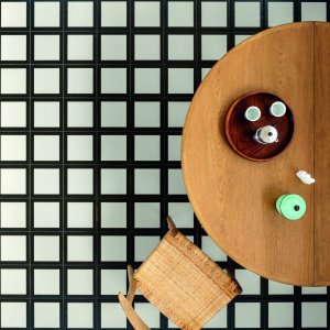 Interior with mixed Mattonelle Margherita patterns on floor and wall