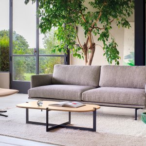 New York Small two-seater sofa, 175 cm, in grey fabric