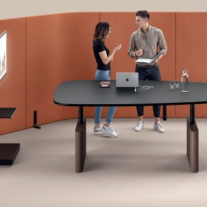 Otto four-seat bench by Martex recalling a single oval top
