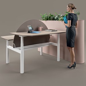 Otto Round desk by Martex paired with Master Round storage