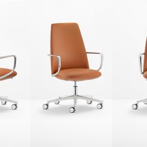 Elinor 3755 high-back executive chair by Pedrali on a polished aluminium base