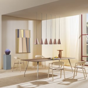 Meeting table Rizz 340 by 110 with a black Fenix top on a powder-coated frame