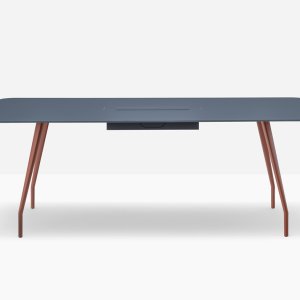 Two rows of Rizz office workstations by Pedrali in an open-plan office