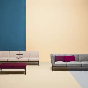 Curved Social composition winding through an open plan floor