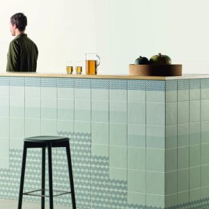 Tape by Mutina Grainy Green pattern in glazed stoneware