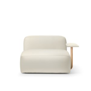 Four wood finishes for the One Hundred armrest: walnut, natural, Moka, open-pore black