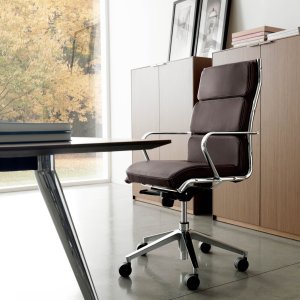 Medium-back The Season in grey fabric around a meeting table