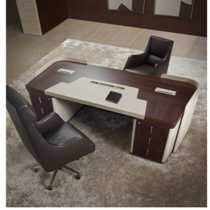 Saddle leather writing pad with curved outline