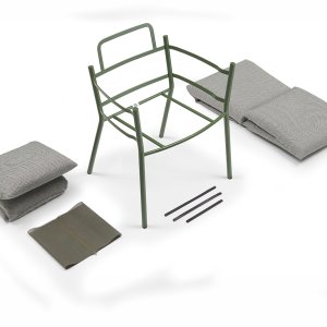 Patented removable cushion cover of the Brezza armchair