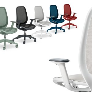 se:air Sedus in clear white with silver-grey membrane, side view