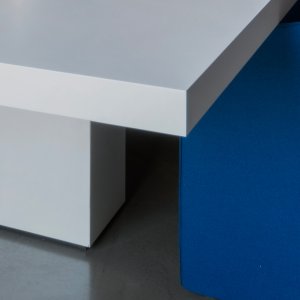 Conference table Asymmetrical Meeting in dark oak veneer