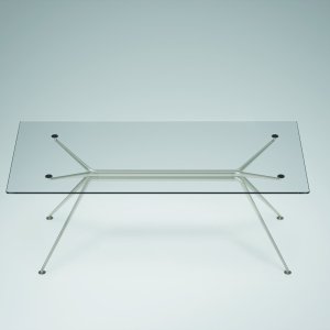 Cosmos designer desk by Tecno with slender four-ellipse aluminium spine