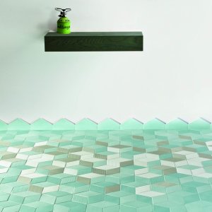 Tex floor in Grey laid in a random three-shade composition in a reception