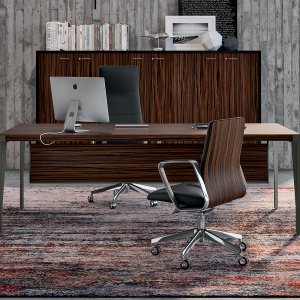 X9 executive desk by Quadrifoglio with right-hand return and multi-purpose box