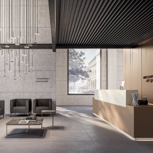 Quadrifoglio Z1 reception desk with corner modules