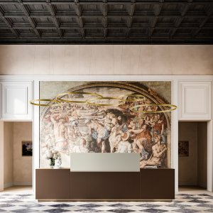 Reception area furnished with the Z1 system by Quadrifoglio
