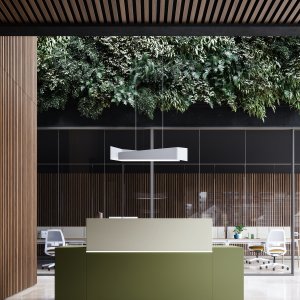 Worktop detail of the Z1 reception desk by Quadrifoglio