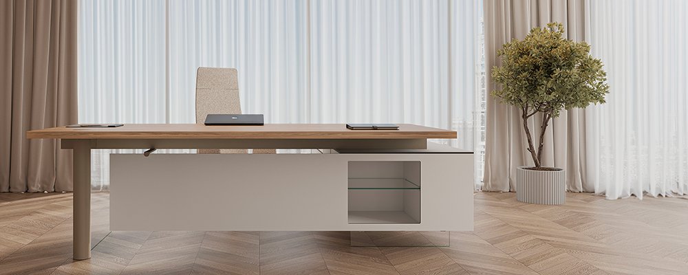 Desk with return and credenza