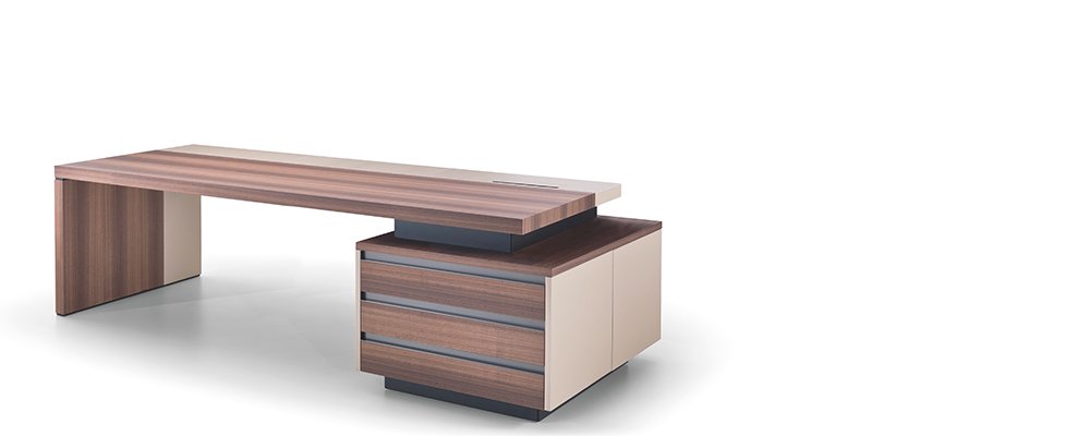 Desk with integrated pedestal